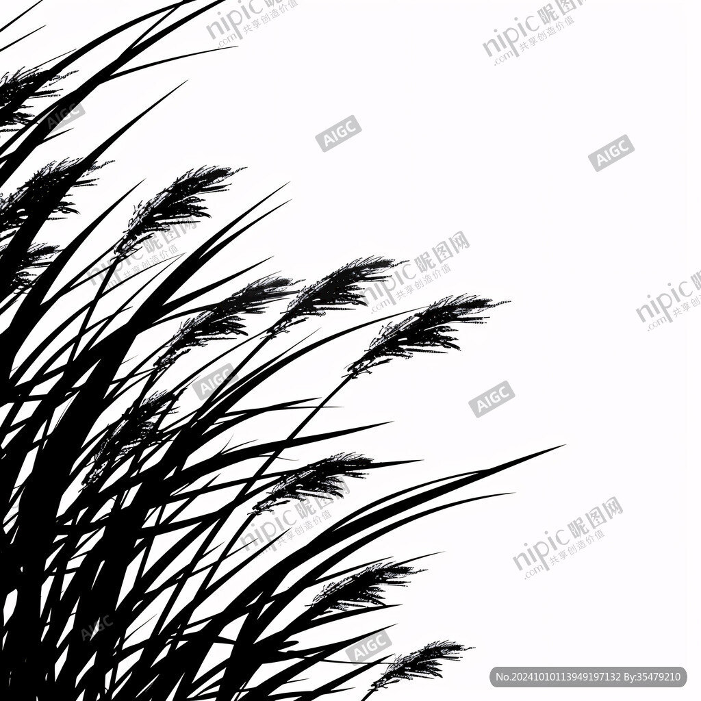 蘆葦水墨畫