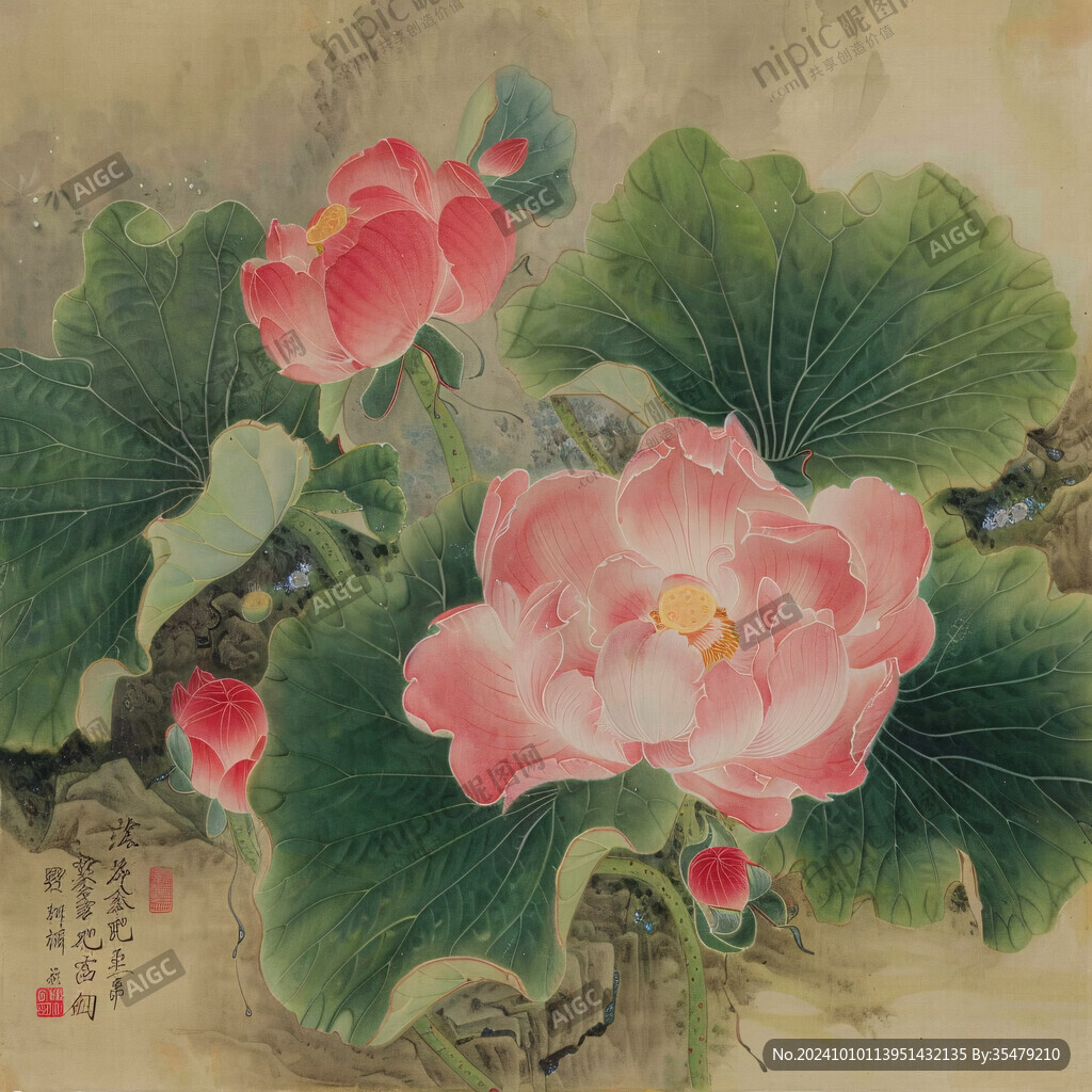 國(guó)畫工筆荷花