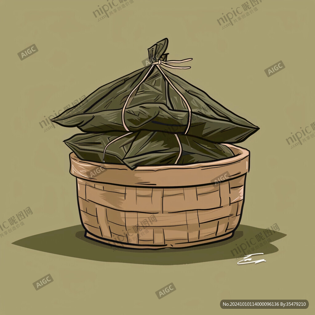 竹筒粽子插畫
