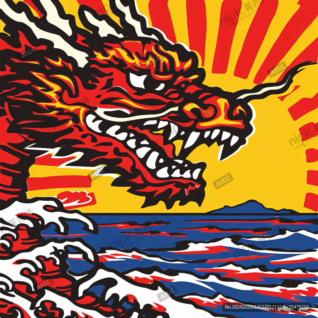 國潮海濤海水波浪