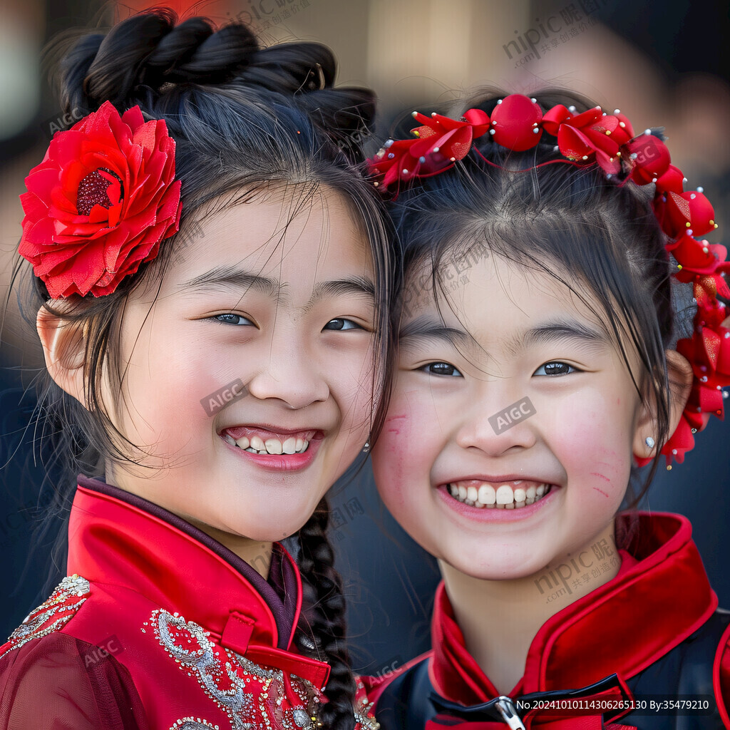 的中國(guó)東方兩個(gè)小女孩