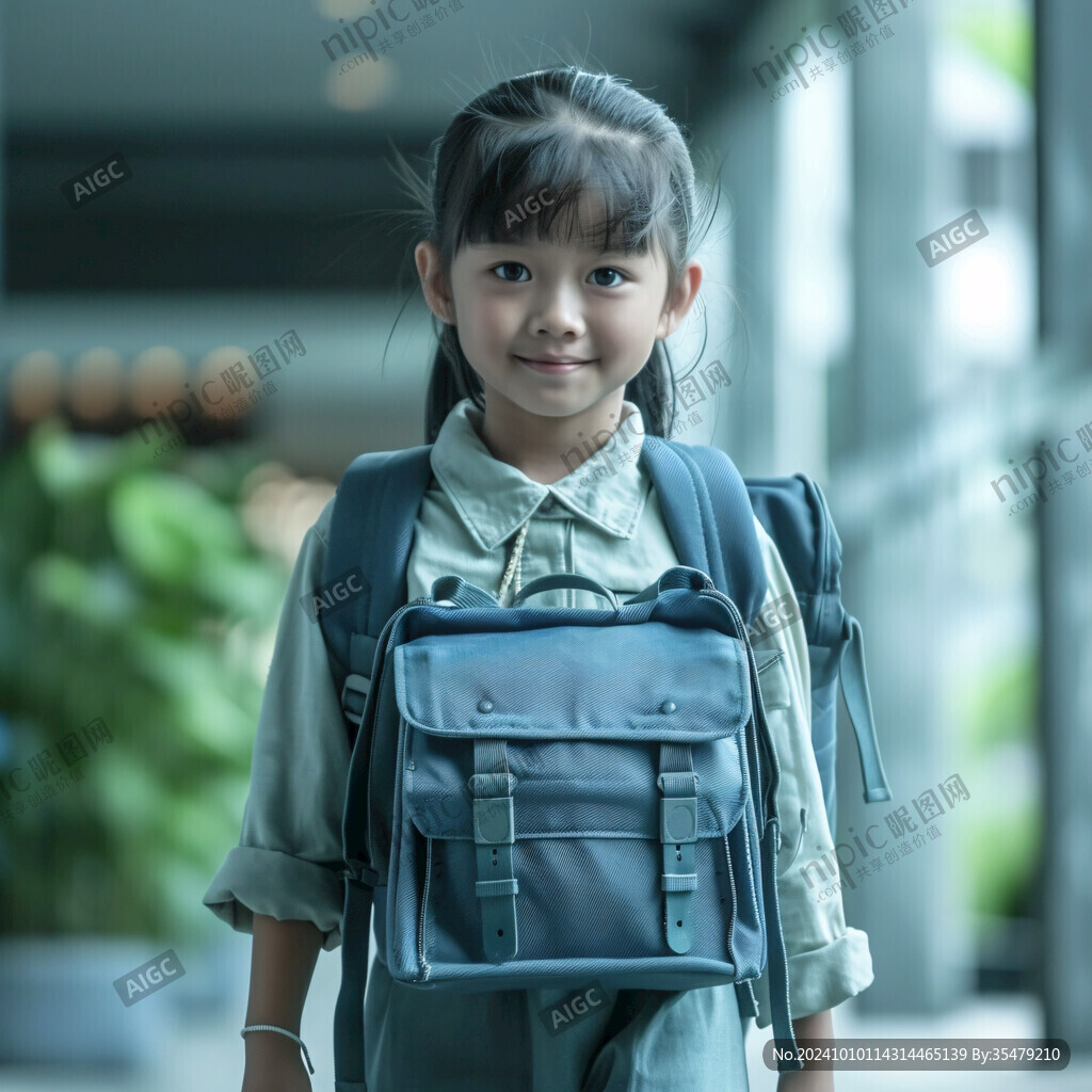背書(shū)包的小女孩