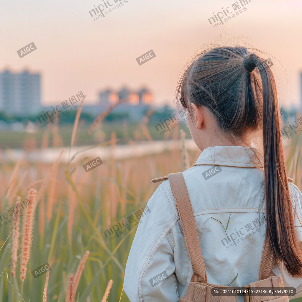 夕陽(yáng)美女背影