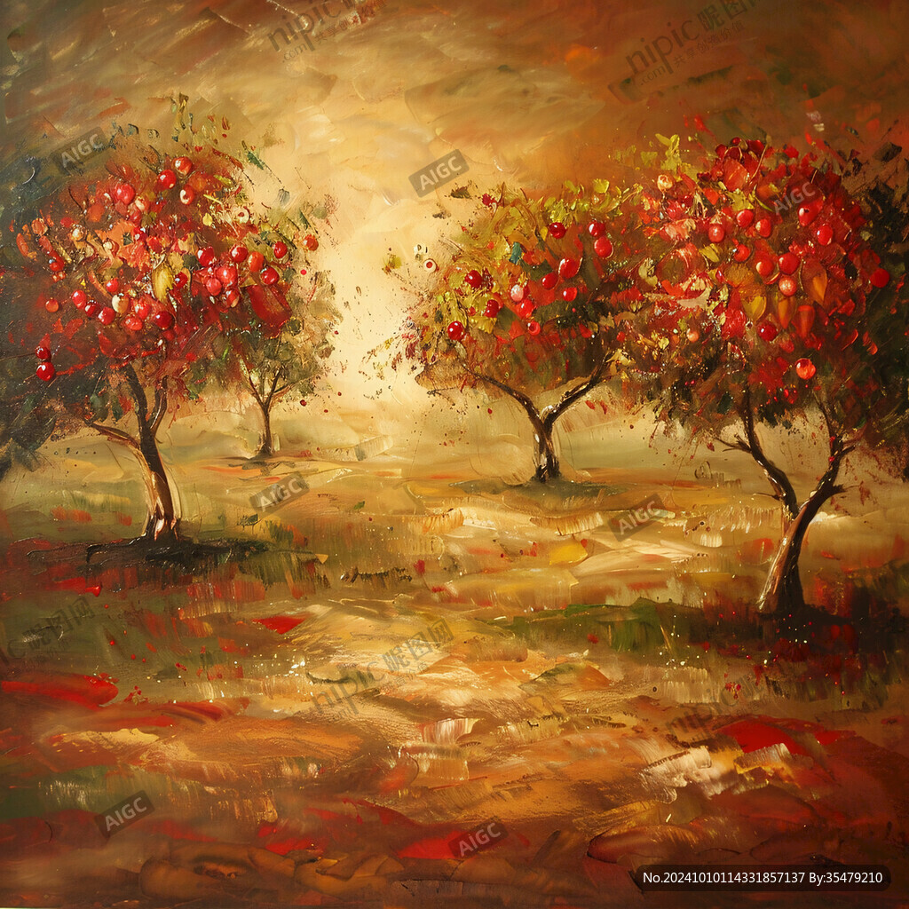 紅楓樹油畫