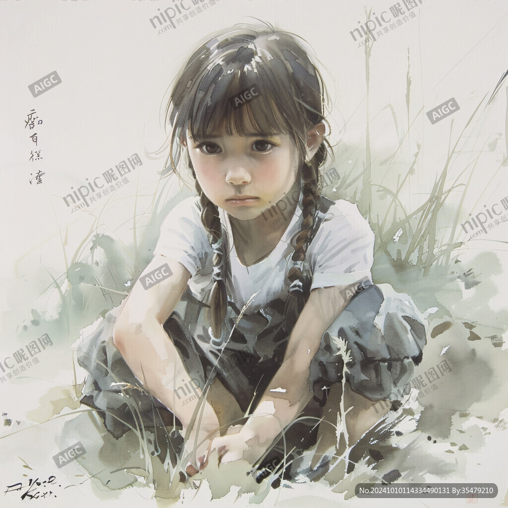 手繪野炊后的小姑娘