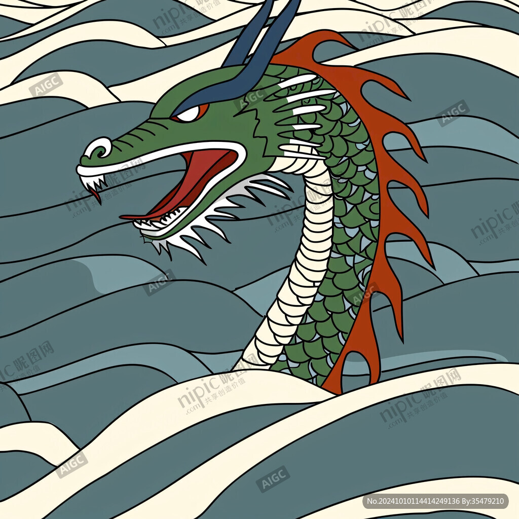 手繪國(guó)潮龍頭