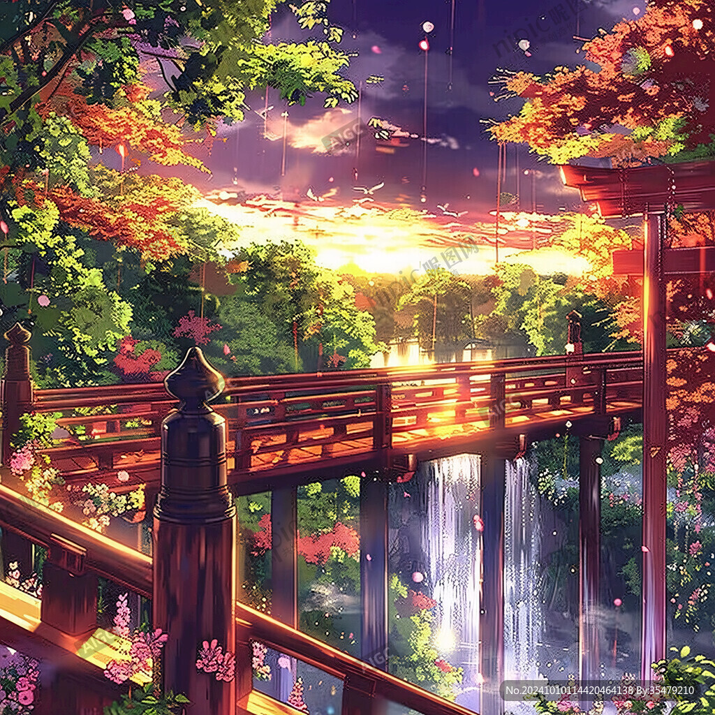 亭臺樓閣意境插畫