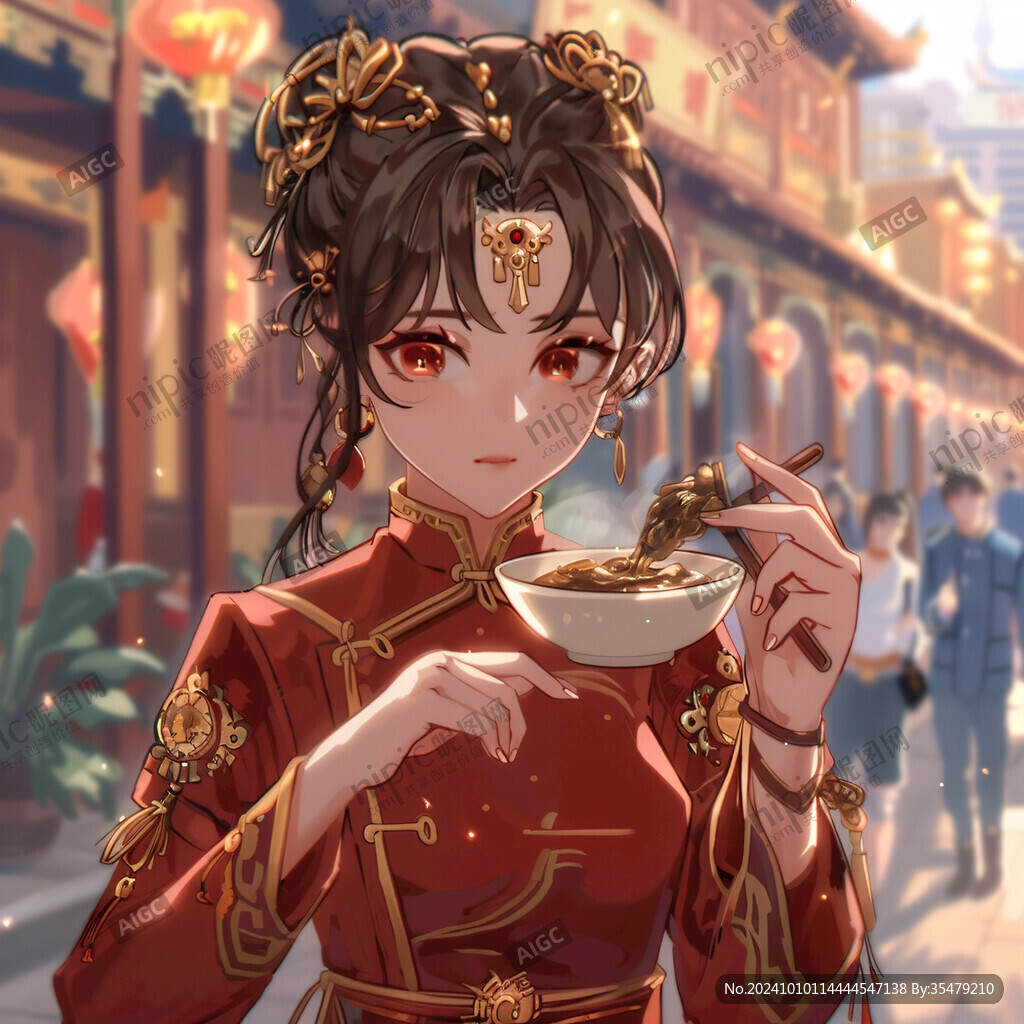 國風漫畫新年女孩