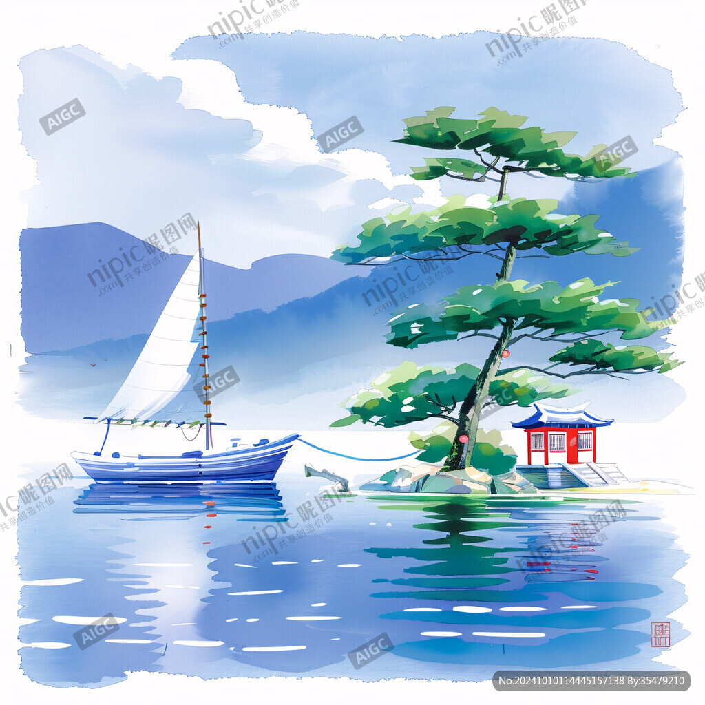 韓國插畫韓國水墨山水