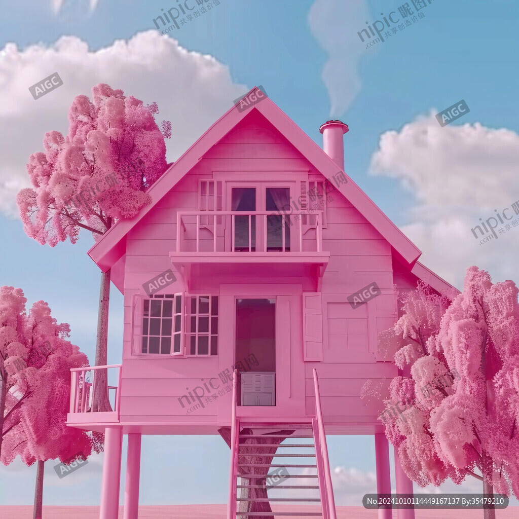粉色奇幻建筑物