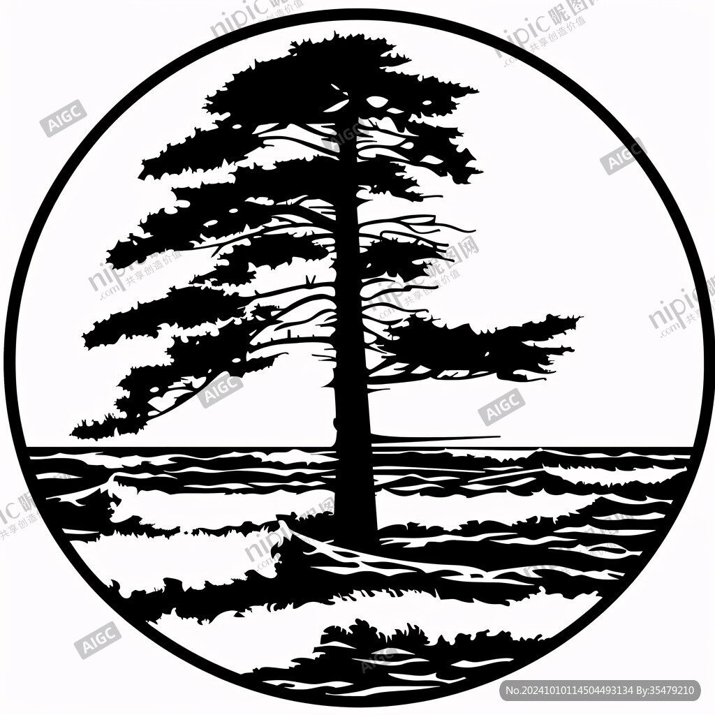 迎客松線條