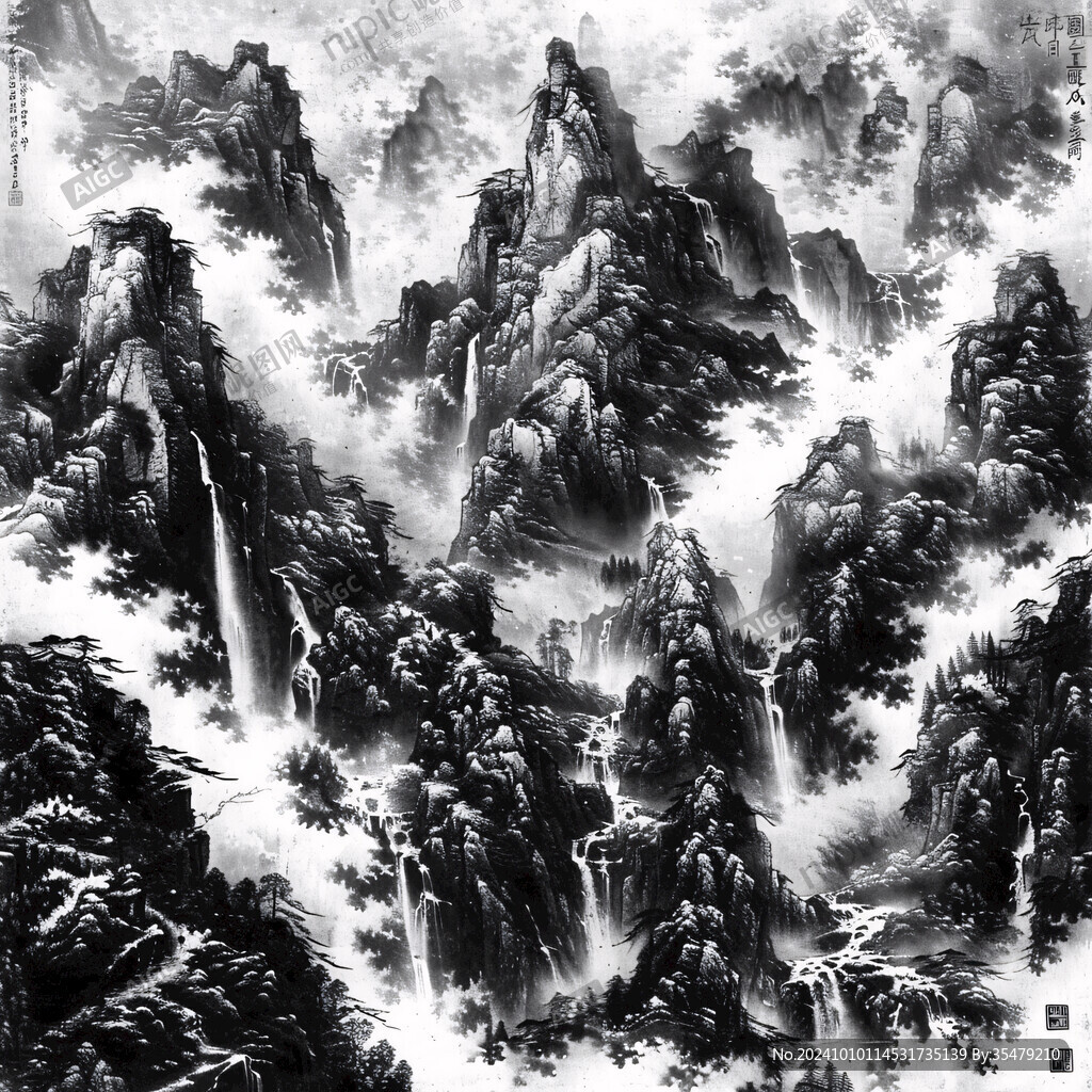 山水畫黑白畫
