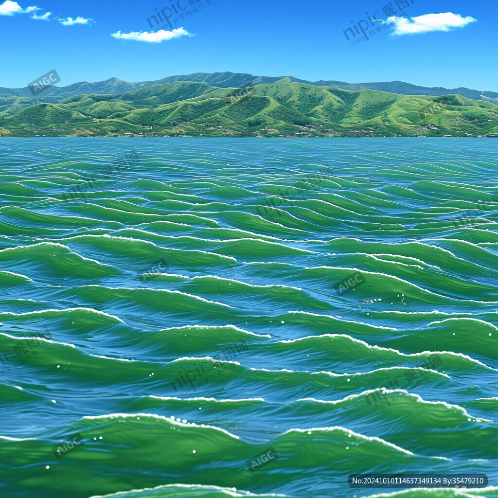 淡草綠色江水