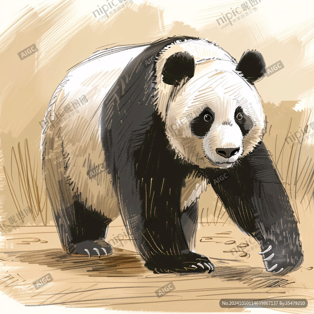 珍稀動(dòng)物熊貓插畫(huà)