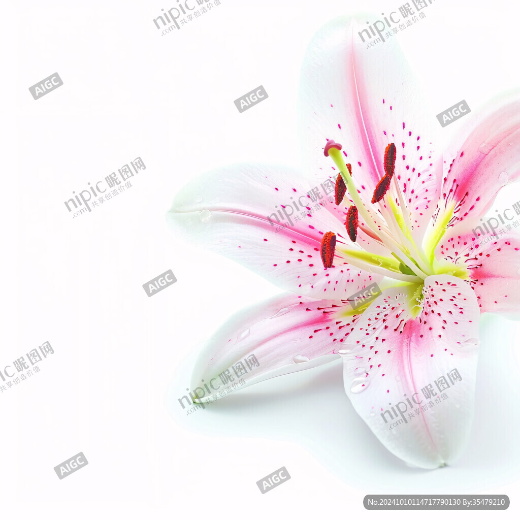 手繪粉色百合花