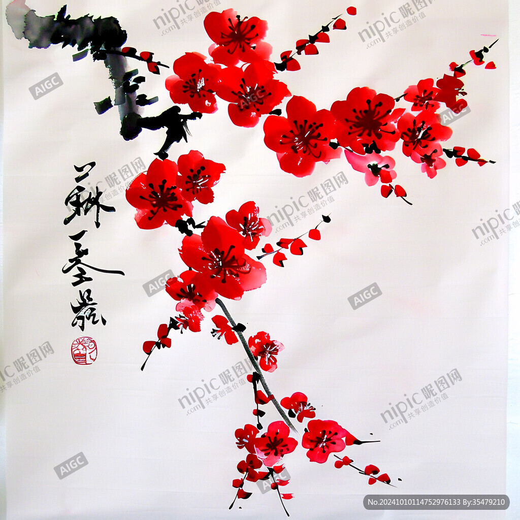 梅花三弄毛筆書法