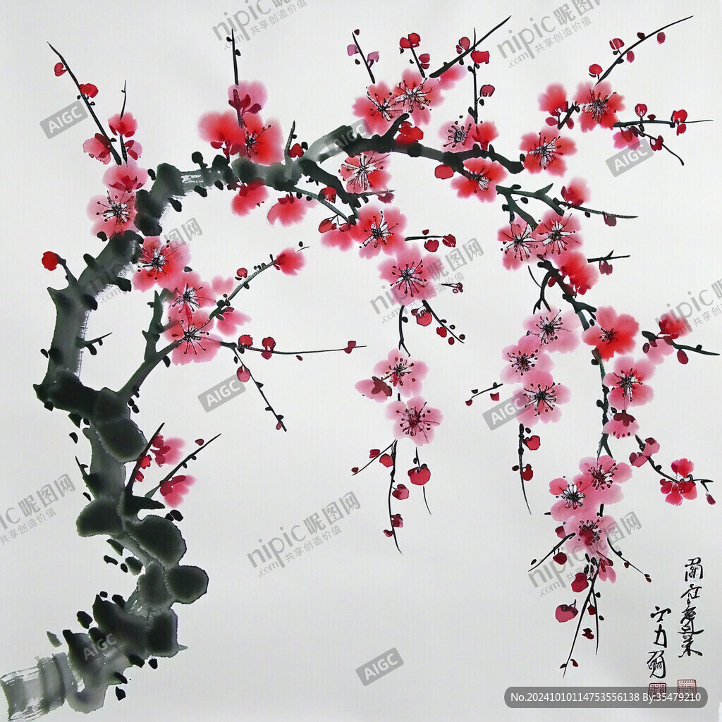 傲霜梅花國畫