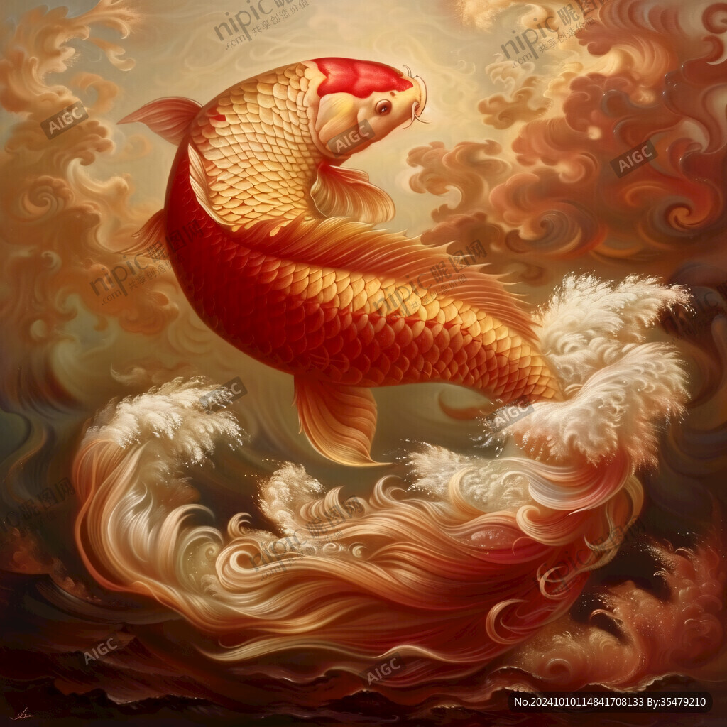 如意锦鲤风景画 如意锦鲤风景画