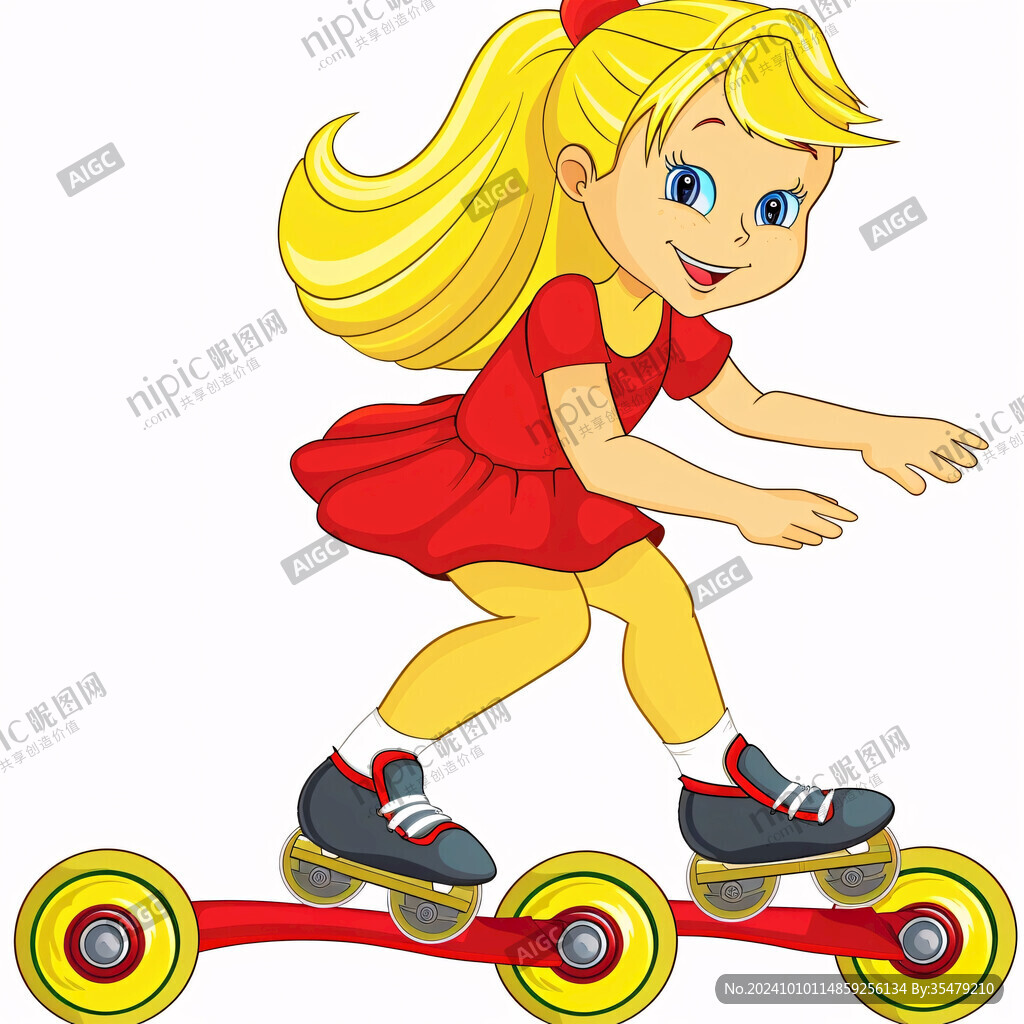 騎滑板車的小女孩兒