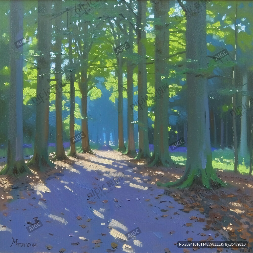 秋天美景秋天森林畫