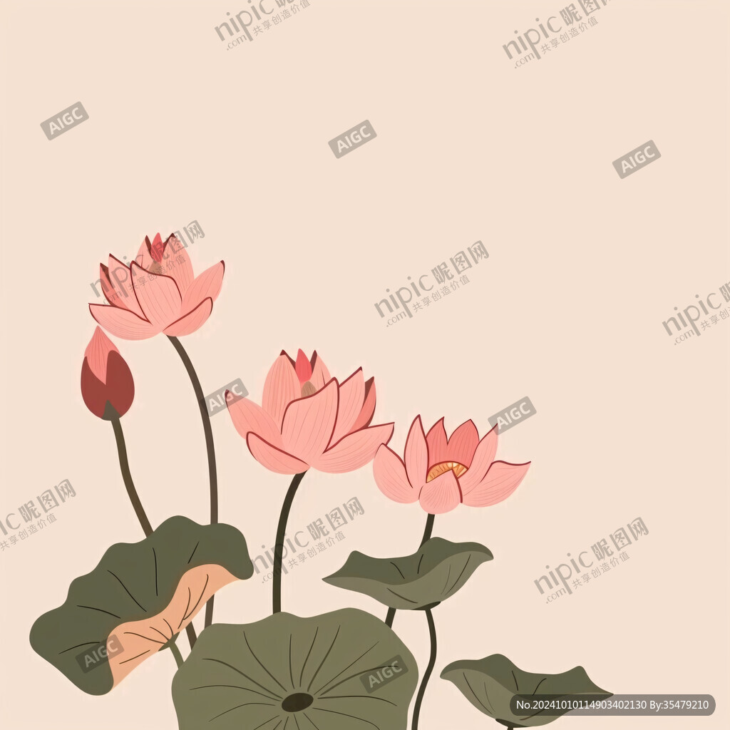 荷花手繪背景