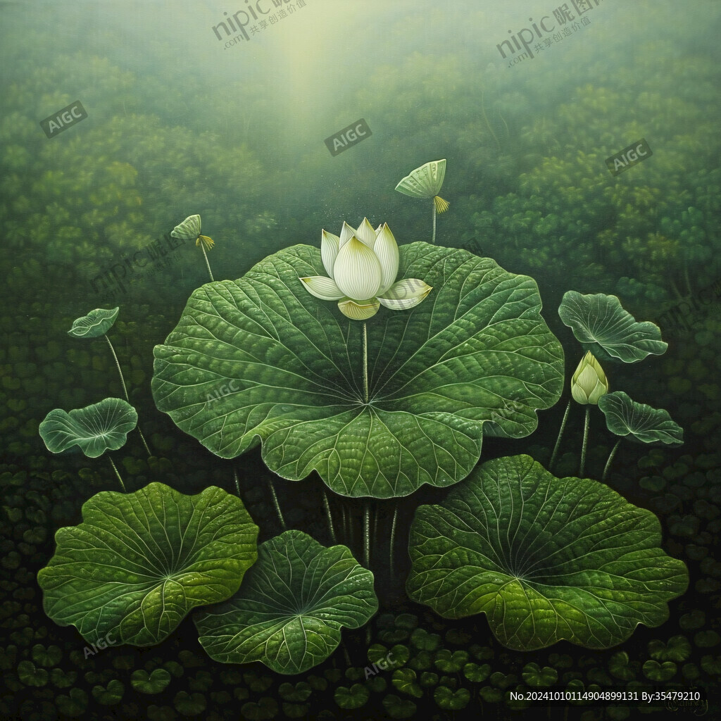 寫實畫蓮花睡蓮