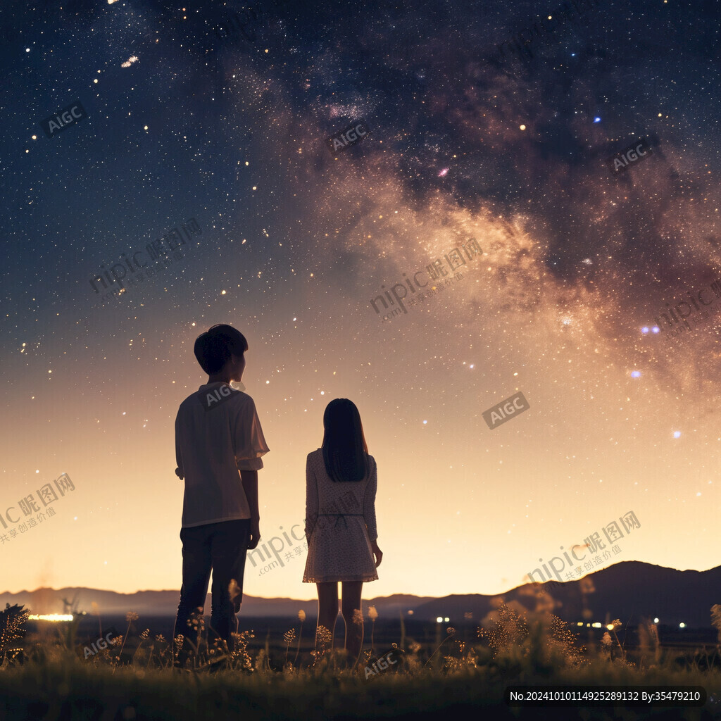 情侶看流星雨