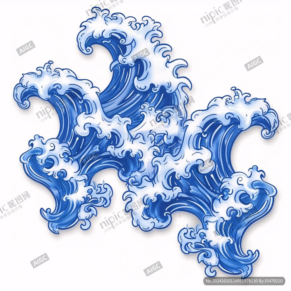 如意云紋藍(lán)色海浪