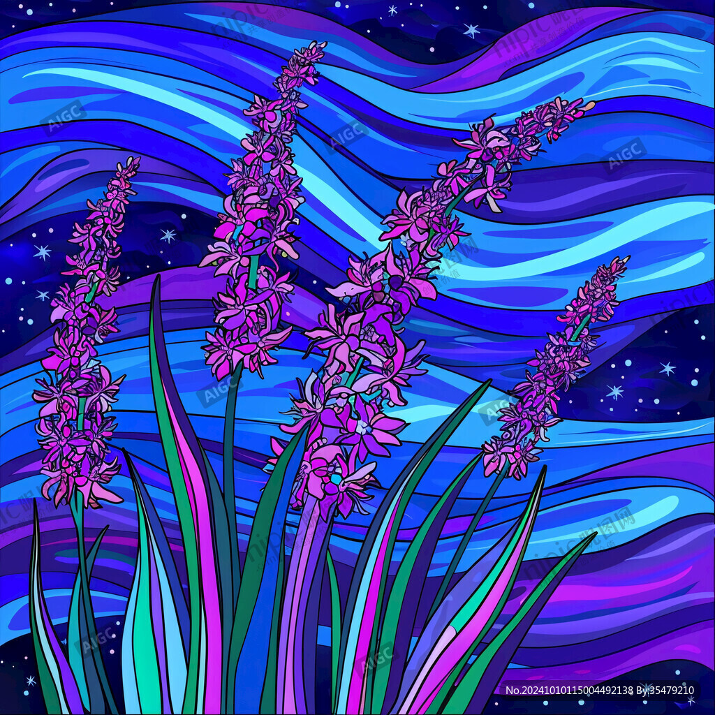 紫月荷蘭花插畫