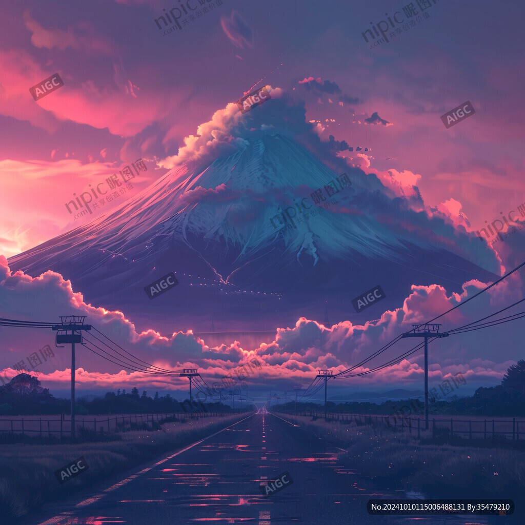 富士山插畫