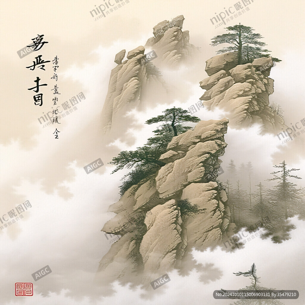 迎客松松樹(shù)禪意山水