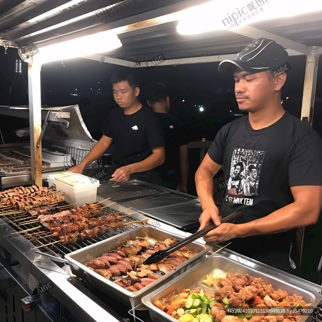 夜市大排檔地攤燒烤