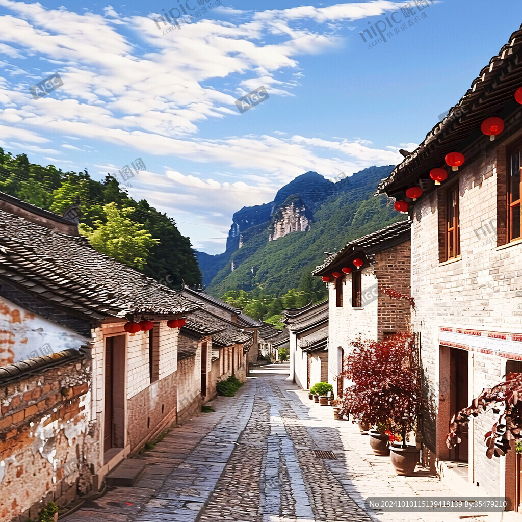 美麗鄉(xiāng)村古鎮(zhèn)街景