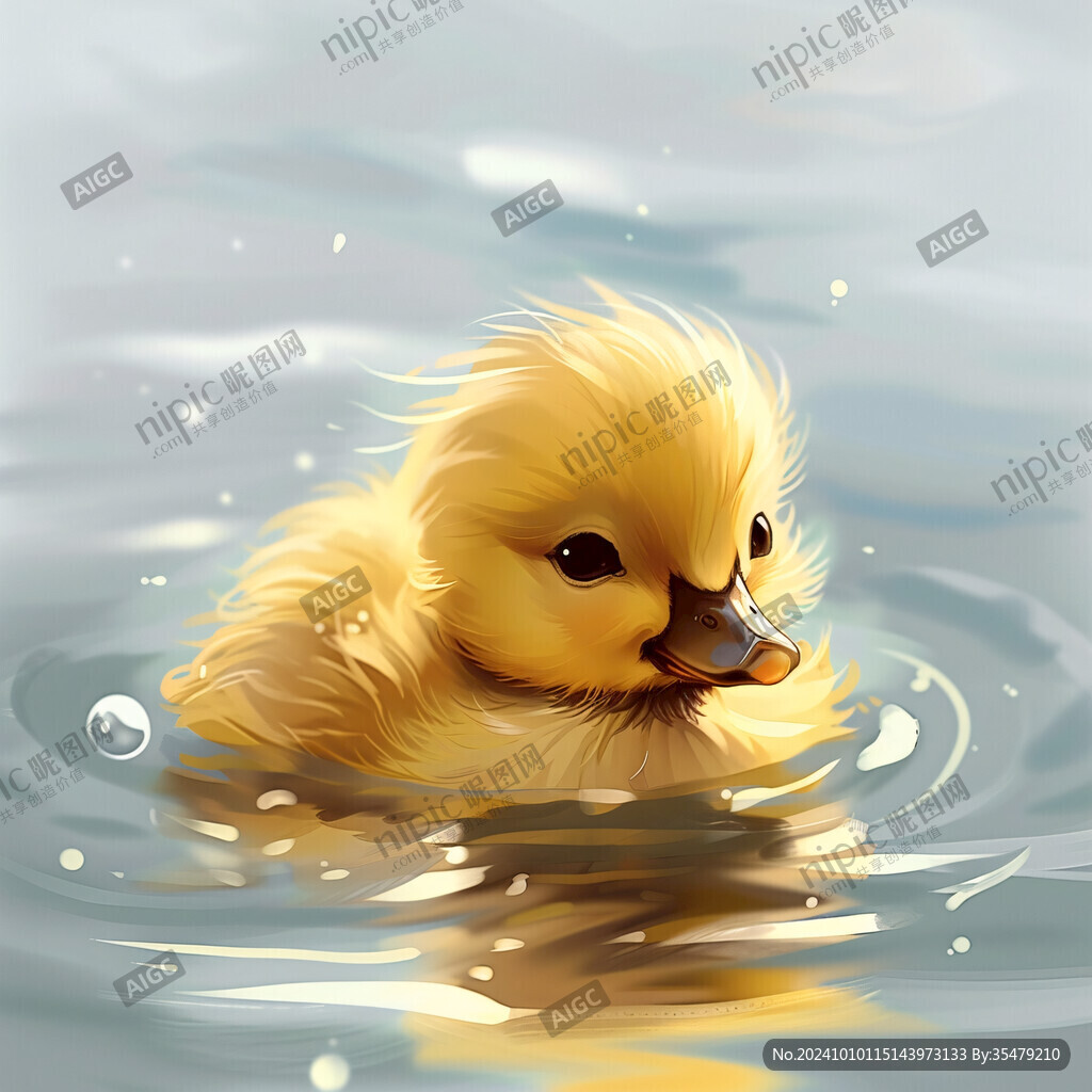 卡通小鴨子游泳