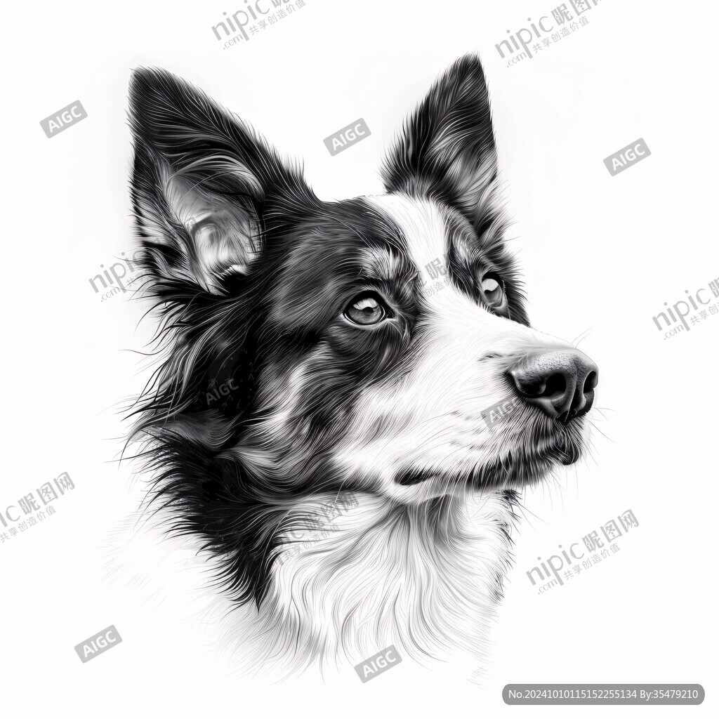 手繪素描狗狗