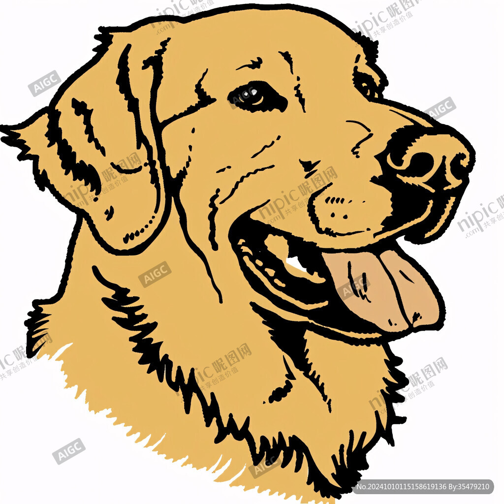 手繪金毛犬