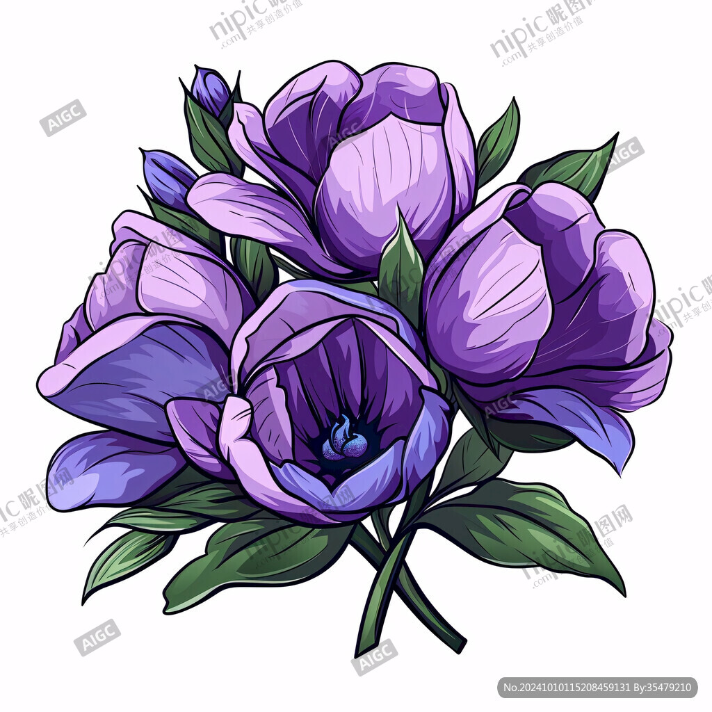 紫色精美花手繪