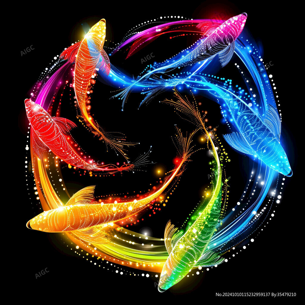 炫酷光效鯉魚裝飾畫