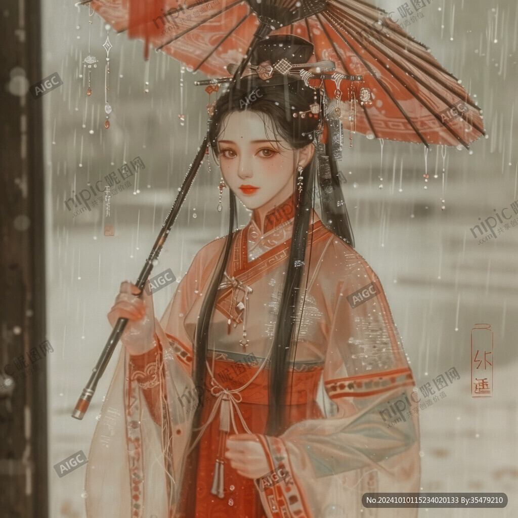 拿傘的宮廷少女