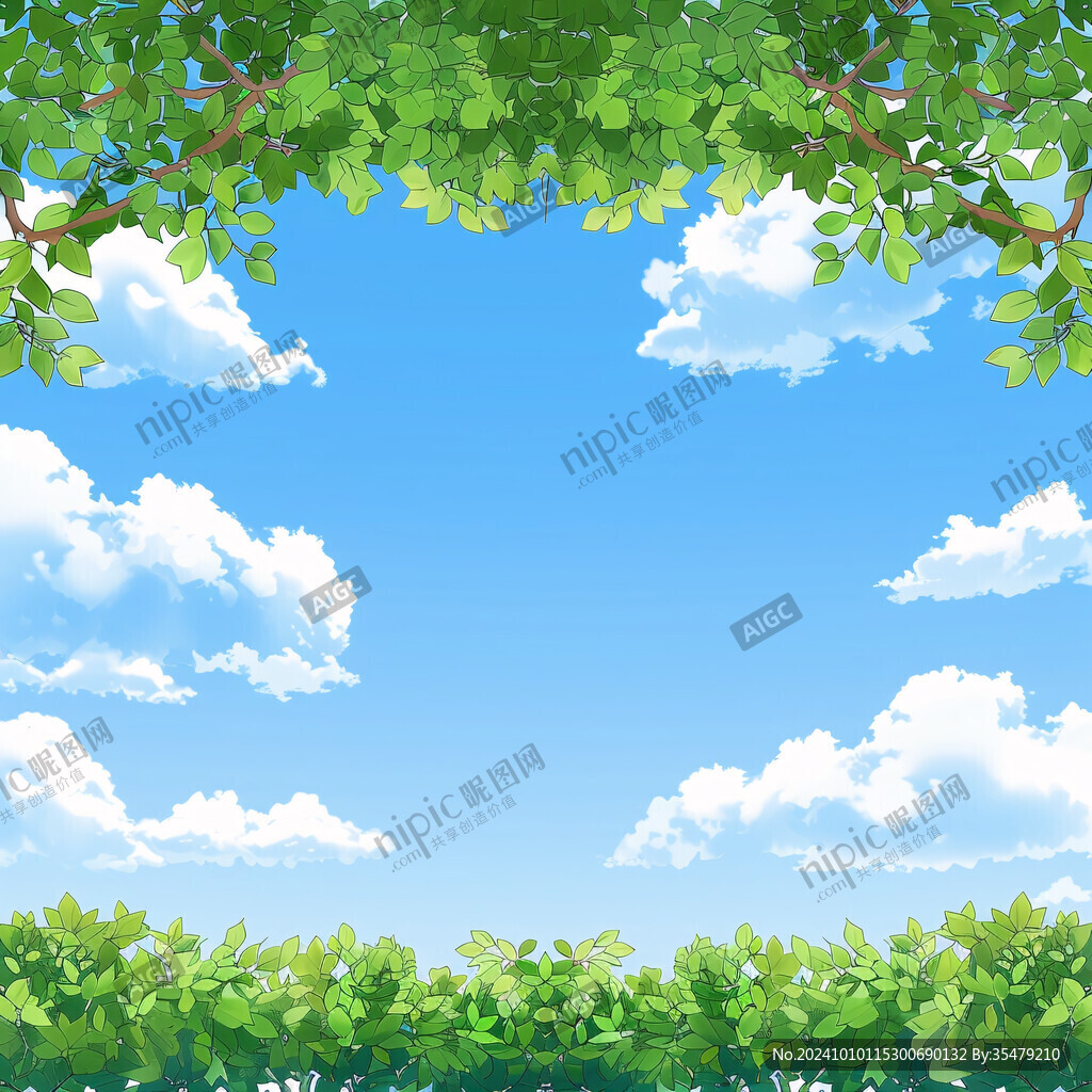 藍天樹葉邊框