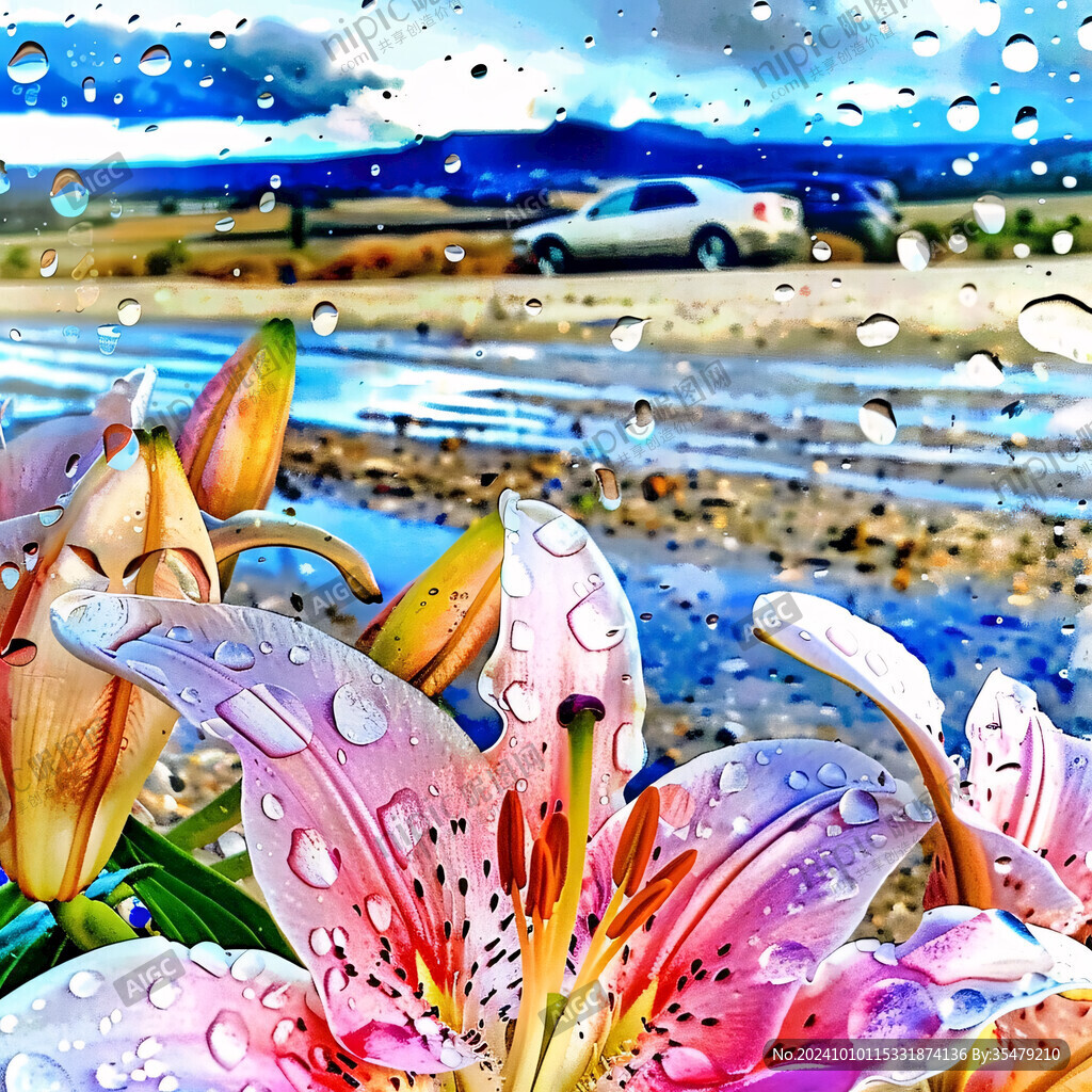 百合花與雨水