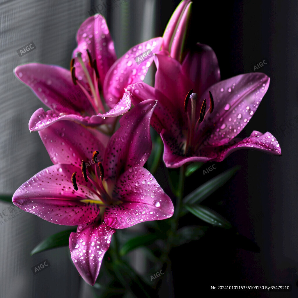 玫紅色色百合花