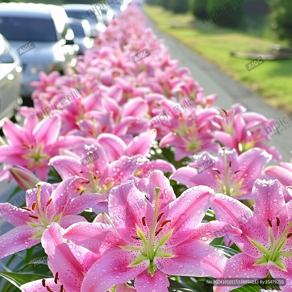 玫紅色色百合花