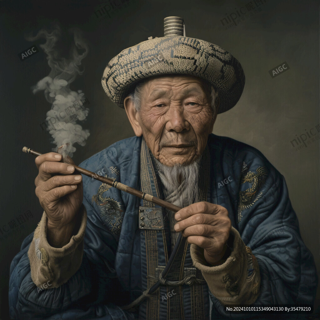 抽旱煙的老頭