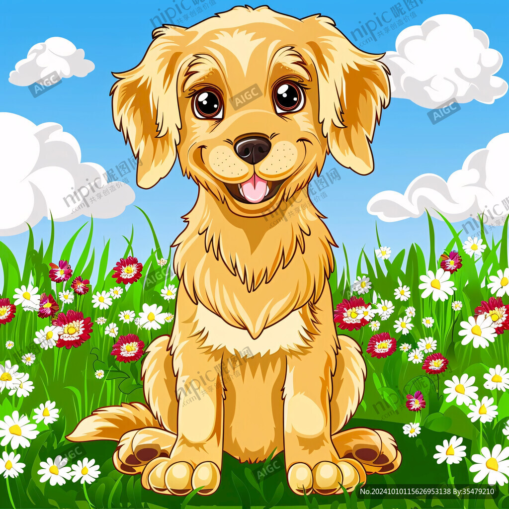 卡通金毛犬