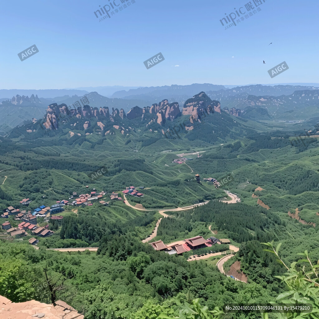 花果山玉女峰遠眺鄉(xiāng)村