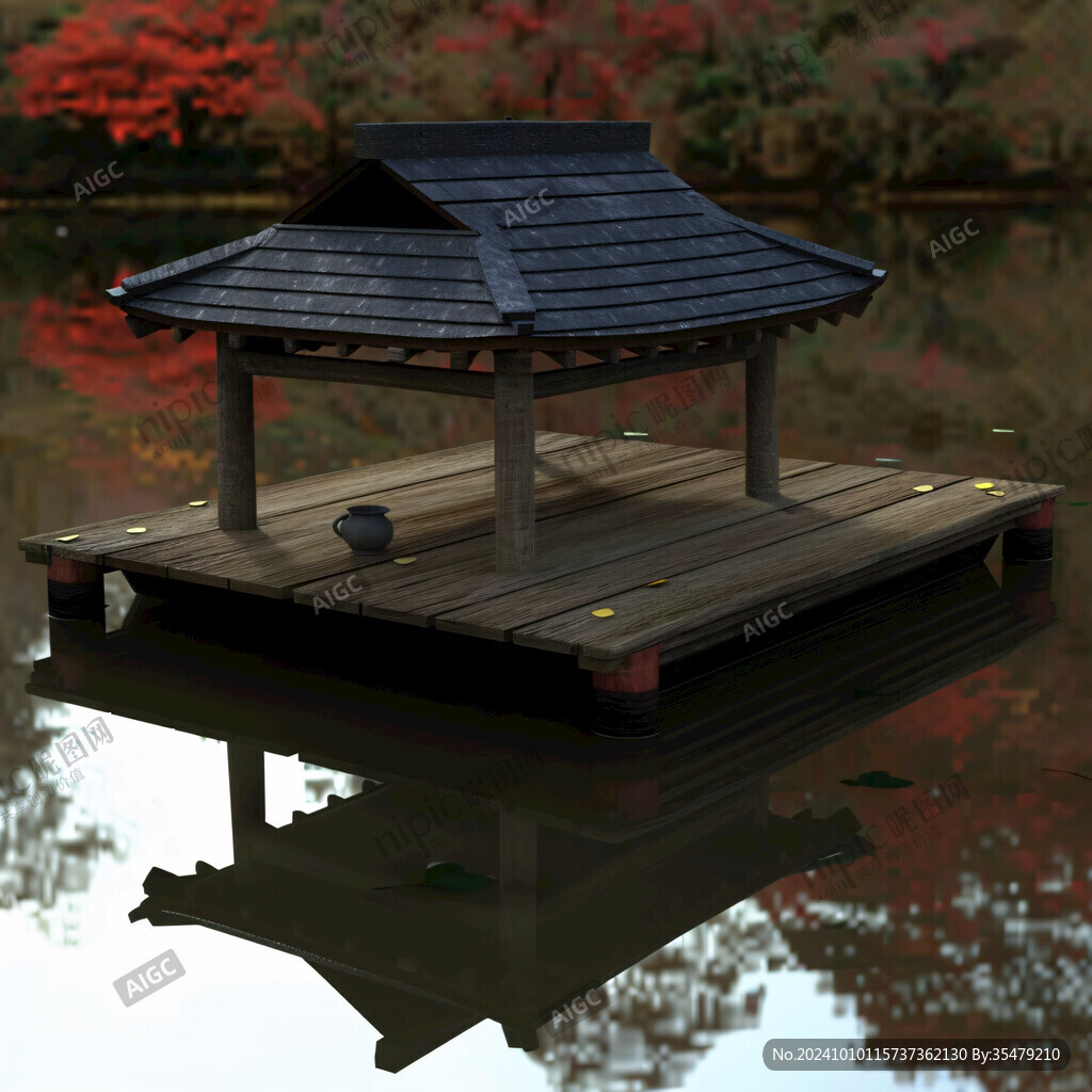 日式園林日式木亭
