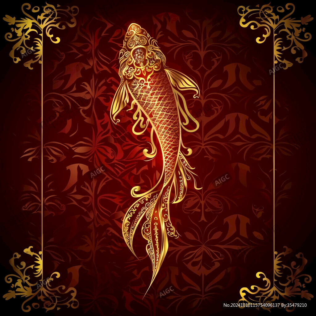 金色燙金鯉魚底紋
