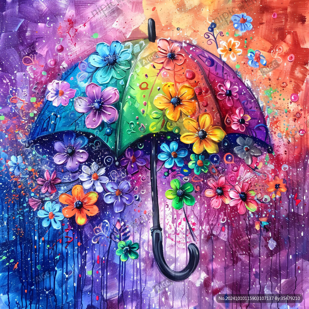 膨脹花朵雨傘效果