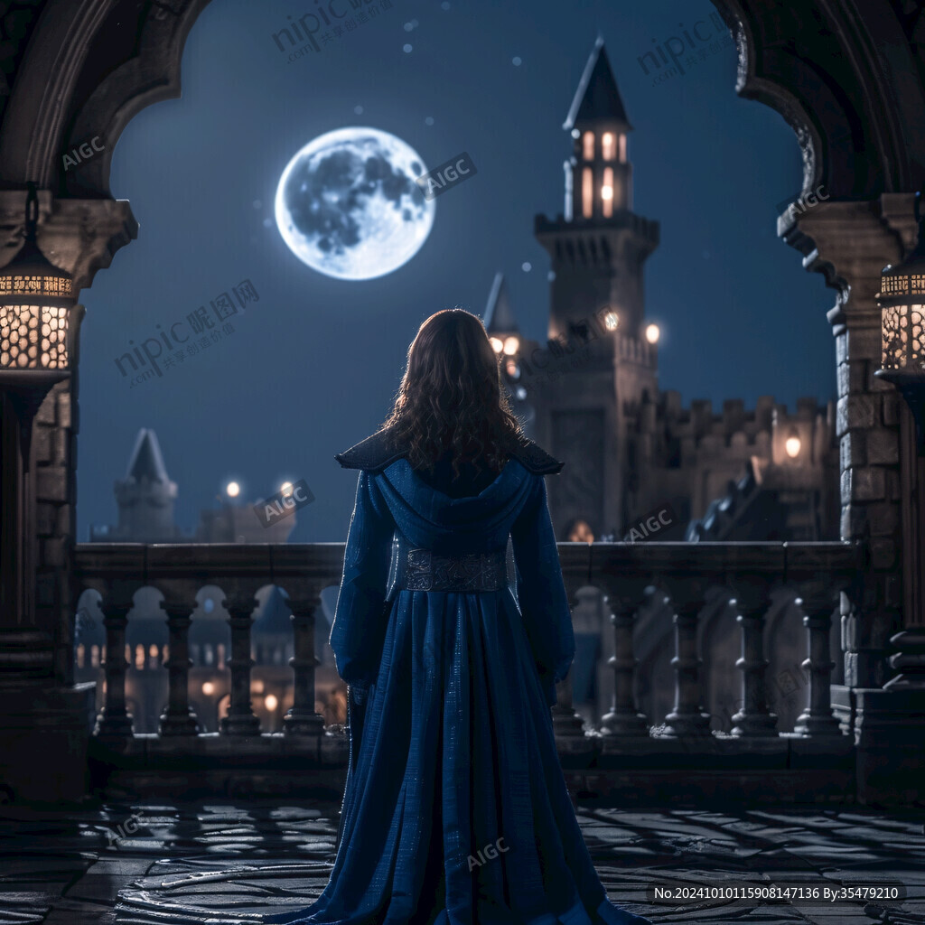 歐式古堡夜景